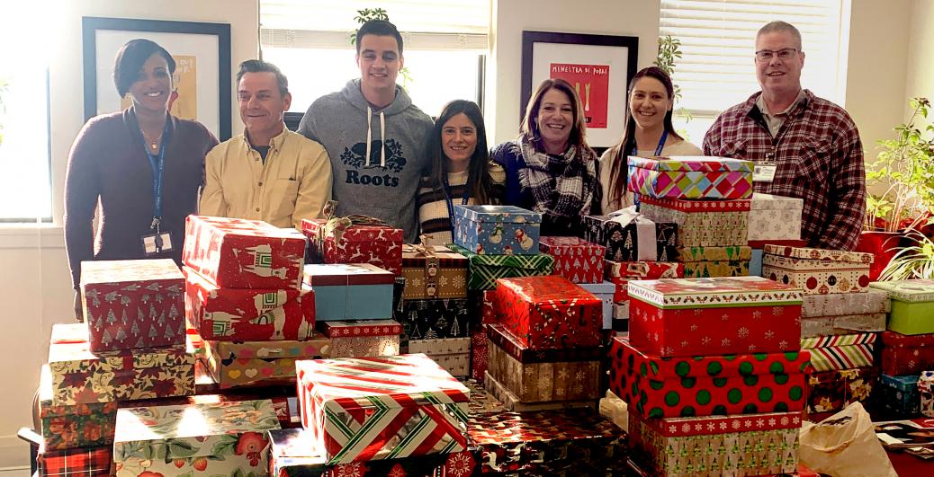 In December 2019, staff at The Royal picked up 300 Christmas gift-filled shoeboxes from The Shoe Box Project Canada and dropped some off at CMHP for distribution to clients.