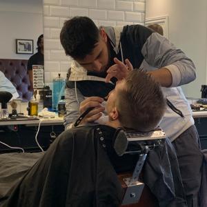 Man in barber chair