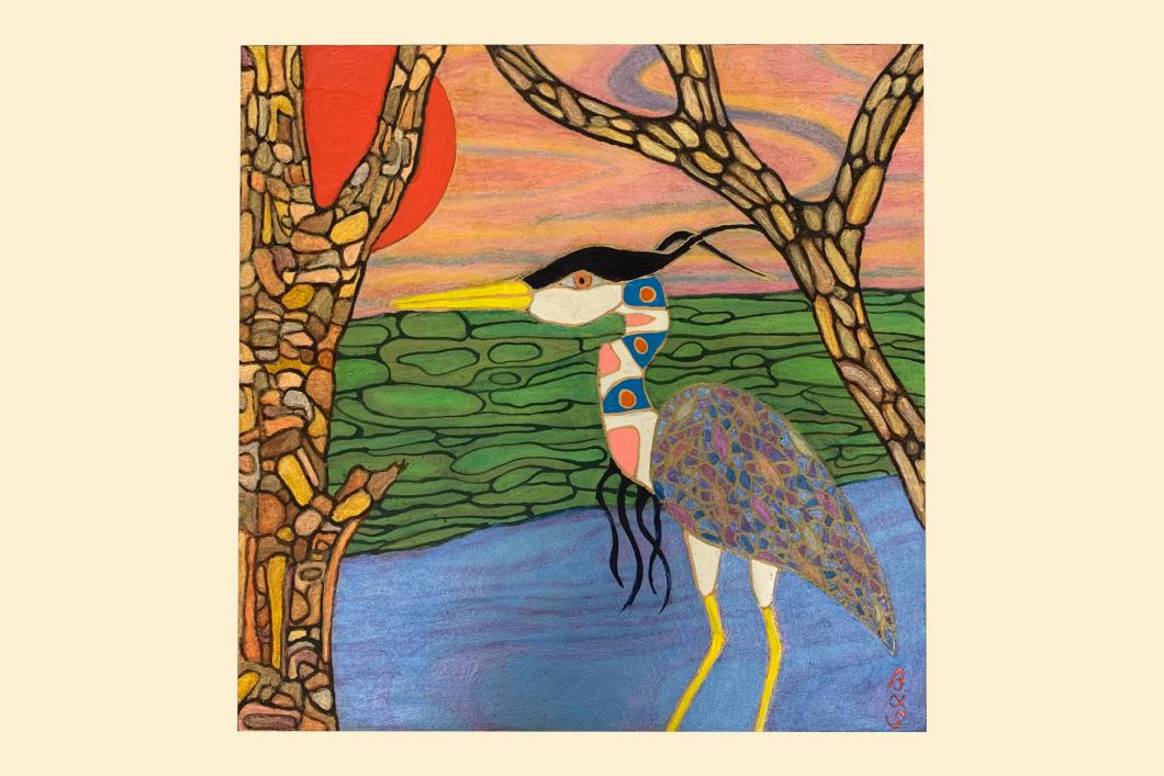 Wading into dawn’s waters, by Stephen Quinlan (12”x12”) | $200